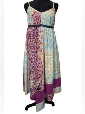Vera Wang Sundress Sz Medium Empire Waist Asymmetrical Hem Pockets Light & Flow